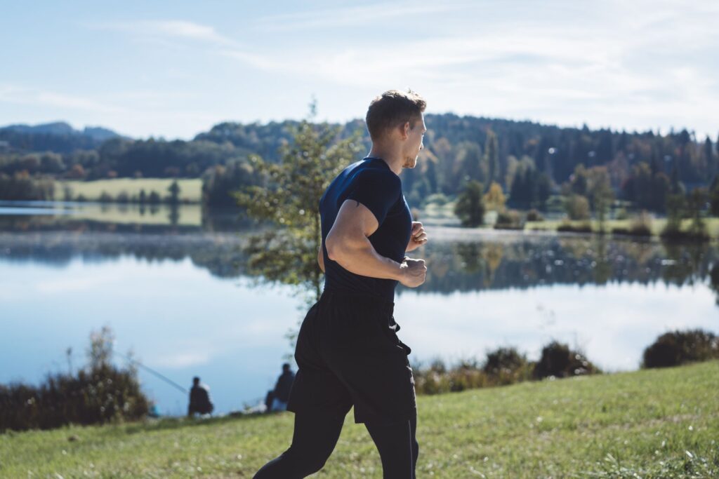 Zone 2 cardio training,
a man running